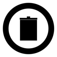 Trash bucket icon black color in circle or round vector