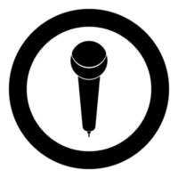 Microphone icon black color in circle or round vector