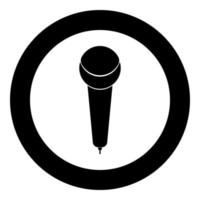 Microphone icon black color in circle or round vector