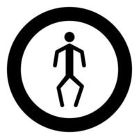 A man with crooked legs icon black color in circle or round vector