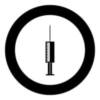 Syringe icon black color in circle vector