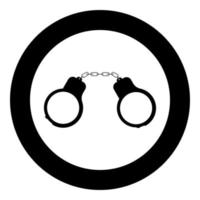 Handcuff icon black color in circle vector