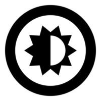 Brightness and contrast setting icon black color in circle vector