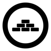 Pyramid black icon in circle vector illustration isolated .