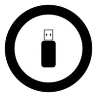 Flash drive icon black color in circle vector