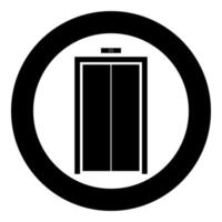 icono de puertas de ascensor color negro en círculo vector