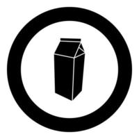 paquete para icono de leche color negro en círculo vector
