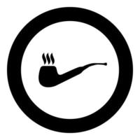 icono de pipa de fumar color negro en círculo vector