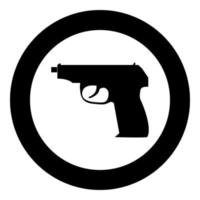 icono de pistola de mano color negro en círculo vector
