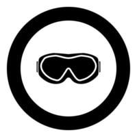 Ski goggles icon black color in circle vector