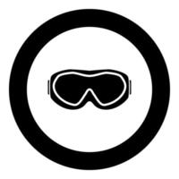 icono de gafas de esquí color negro en círculo vector