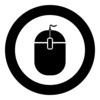 PC mouse icon black color in circle vector