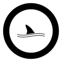 aleta de tiburón icono negro en círculo ilustración vectorial