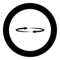 Two arrows on the circle . Angle 360 black icon in circle vector