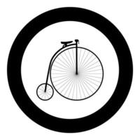 icono de bicicleta retro negro en círculo vector