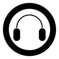 Headphone icon black color in circle or round vector