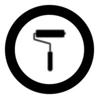 Paint roller icon black color in circle vector