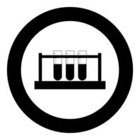 Test tube icon black color in circle vector