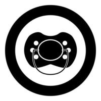 Baby pacifier icon black color in circle or round vector