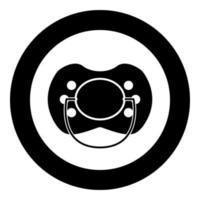 Baby pacifier icon black color in circle or round vector