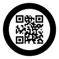 QR code icon black color in circle or round vector