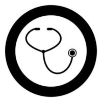 Stethoscope icon black color in circle vector