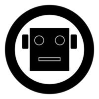 Robot head icon black color in circle vector