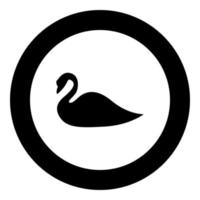 icono de cisne color negro en círculo vector