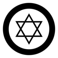 Jewish star of David icon black color in circle vector
