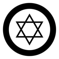 Jewish star of David icon black color in circle vector