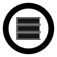 Horizontal stack of books icon black color in circle vector