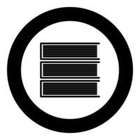 Horizontal stack of books icon black color in circle vector