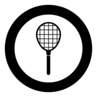 icono de raqueta de tenis color negro en círculo vector