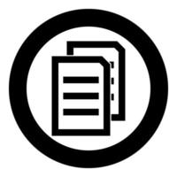 Two sheets of document black icon in circle vector illustration