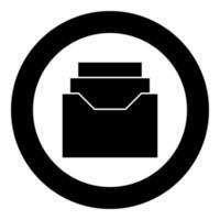 archivo de documentos o cajón icono negro en círculo vector