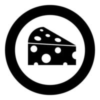 Piece cheese black icon in circle vector