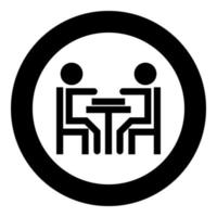 Men playing at the table black icon in circle vector