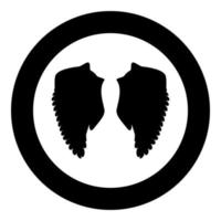Wing icon black color in circle or round vector
