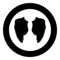 Wing icon black color in circle or round vector