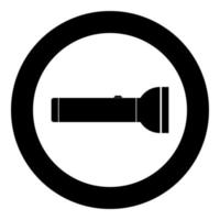 Flashlight icon black color in circle or round vector