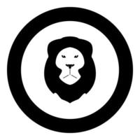 Lion head icon black color in circle or round vector