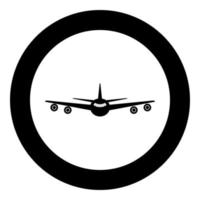 Airplane icon black color in circle or round vector