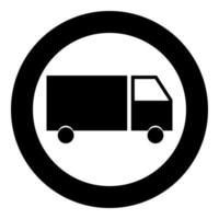 Truck icon black color in circle or round vector