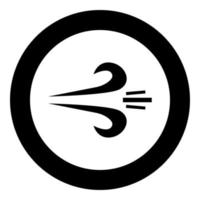 Wind icon black color in circle or round vector