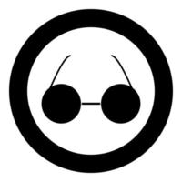 icono de gafas color negro en círculo vector