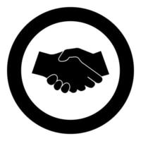 Business handshake icon black color in circle vector