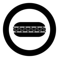 Hot dog icon black color in circle vector