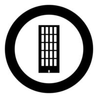 Sky tower building black icon in circle vector illustration isolated .