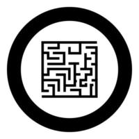 Labyrinth maze conundrum black icon in circle vector illustration isolated .