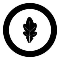 Oak leaf icon black color in circle vector